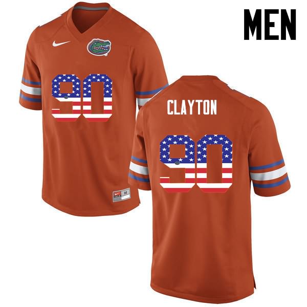 Men's NCAA Florida Gators Antonneous Clayton #90 Stitched Authentic USA Flag Fashion Nike Orange College Football Jersey BQK8465CT